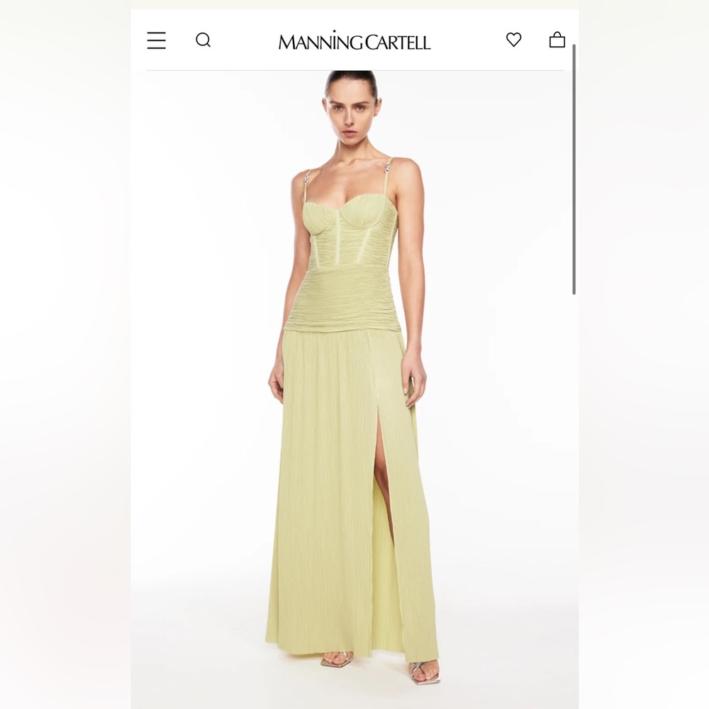 Manning cartell corset pistachio green midi dress chain detail adjustable strap